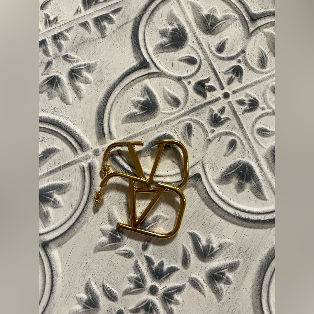 Valentino Gold Logo Earrings